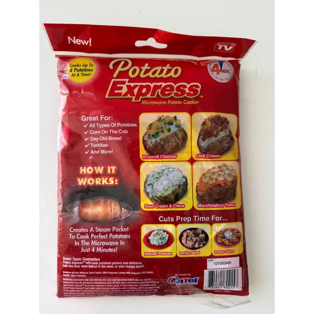 Potato Express Microwave Potato Cooker Bag Red Cooks Up to 4 Potatoes in 4 Min